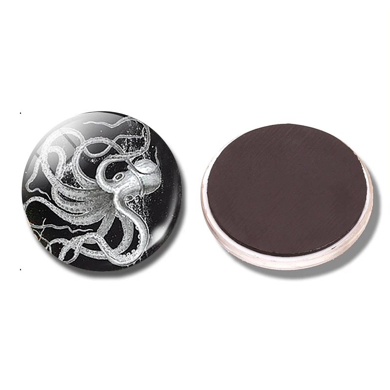 Винтажный Осьминог художественная графика 30 мм магнит на холодильник осьминог