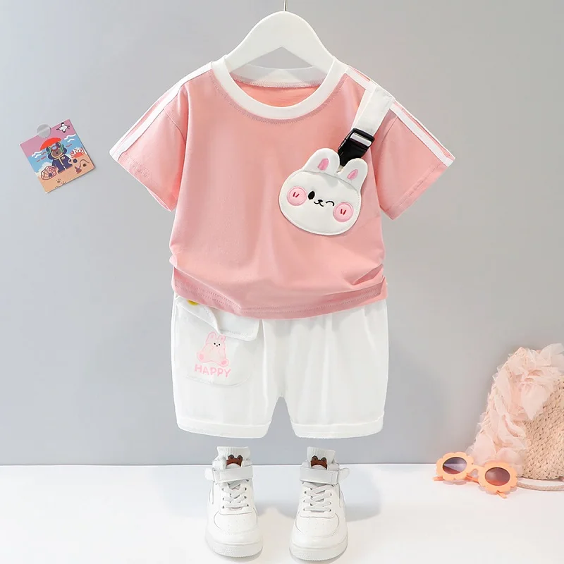 LJW 2022 Cartoon infant Suits Baby Clothing Set for Boys Girls Cute Summer Casual Clothes Set Striped Top+Shorts Kids Clothes Baby Clothing Set near me