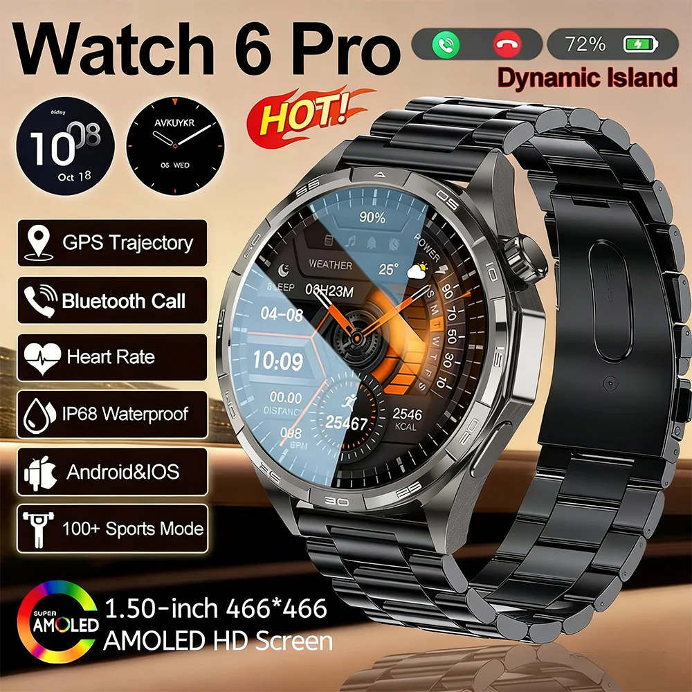 2026 New Watch  Pro Smart Watch Men GPS trajectory Heart Rate Bluetooth Call 1.50'' AMOLED Screen IP68 waterproof SmartWatches 1