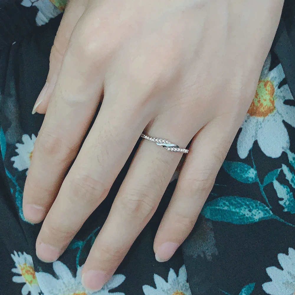 ZHOUYANG Twist Dainty Ring For Women Simple Intertwined Micro Zircon White Gold Color Daily Birthday Gift Fashion Jewelry DZR020 2