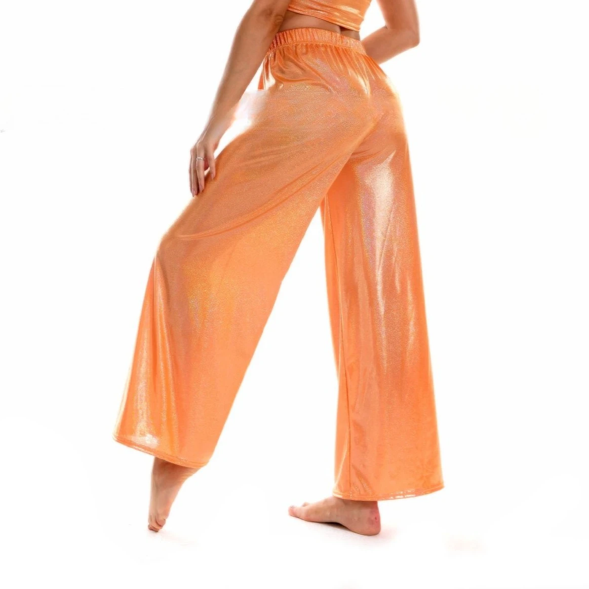 2026 New Arrival: Women's Elastic Waist Shiny Orange Pants, Asian Sizes Elastic Waist Yoga Trousers. White, Pink, Yellow 6