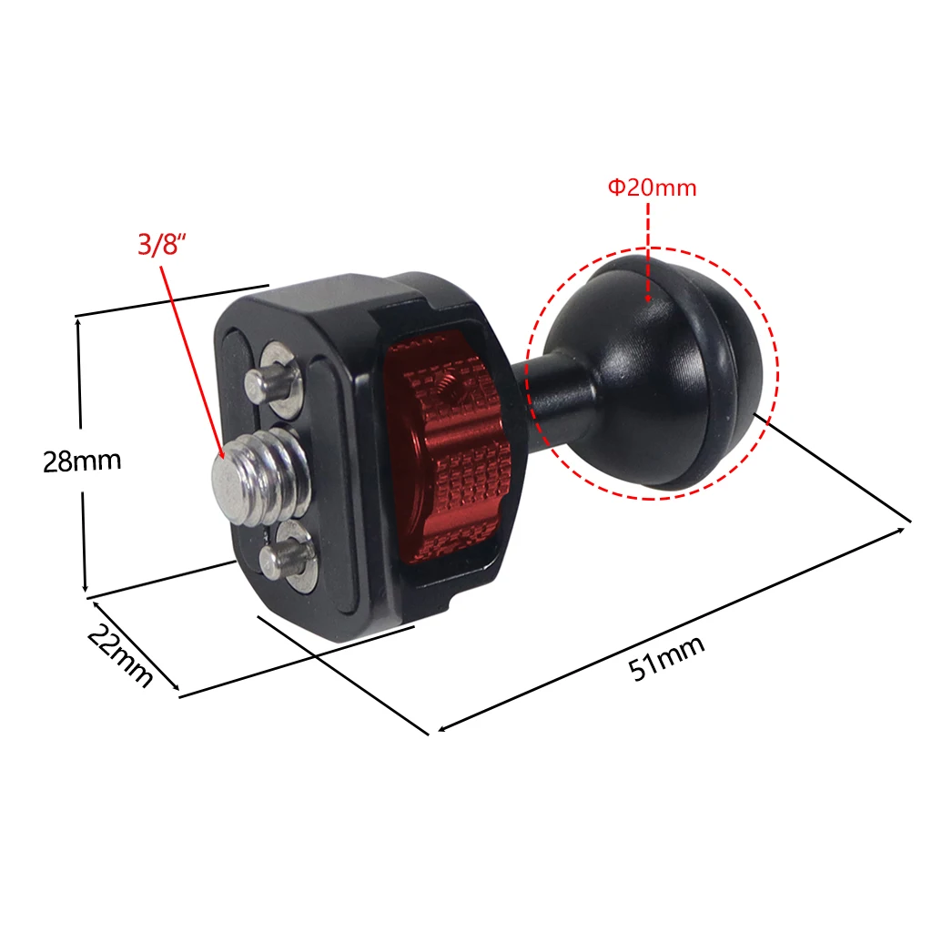 Magic Arm 360 Rotation Double Ball Head with Arri Pin 1/4 3/8 Screw Adapter for