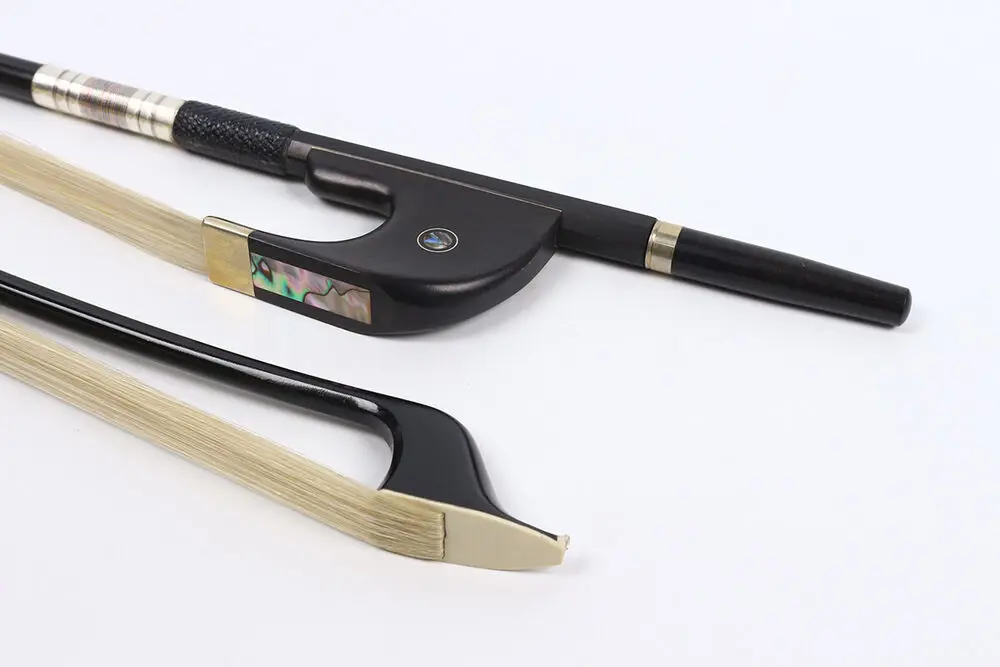 

3/4 бант с двойным басом в немецком стиле с высокой ручкой красочный шелк черный углеродное волокно черное дерево лягушка с двойными глазами инкрустация натуральный конский волос