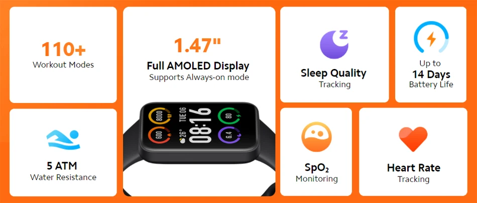New Xiaomi Redmi Smart Band Pro Global Version Mi Bracelet 6 AMOLED Screen Blood Oxygen Fitness Sleep Tracking 5ATM Waterproof