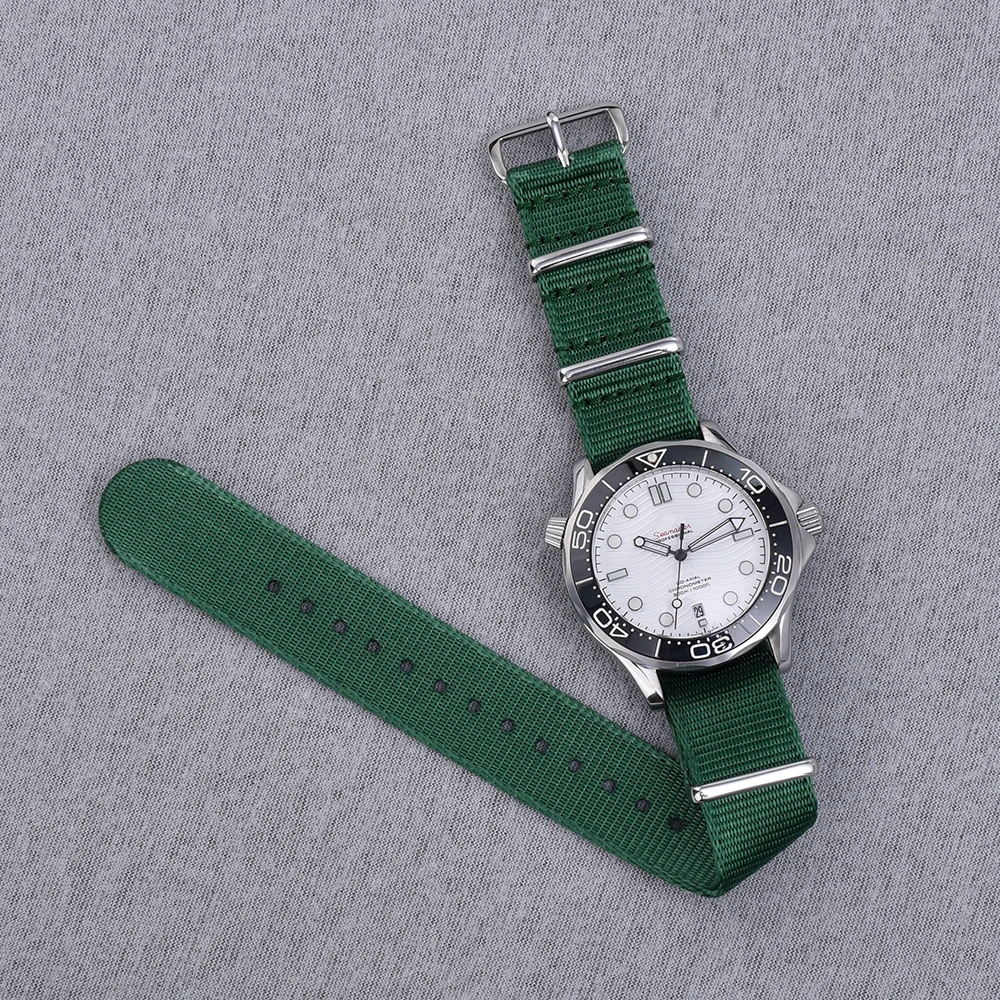 Durable Nylon Watch Band with Silver Buckle - Versatile Sport Strap