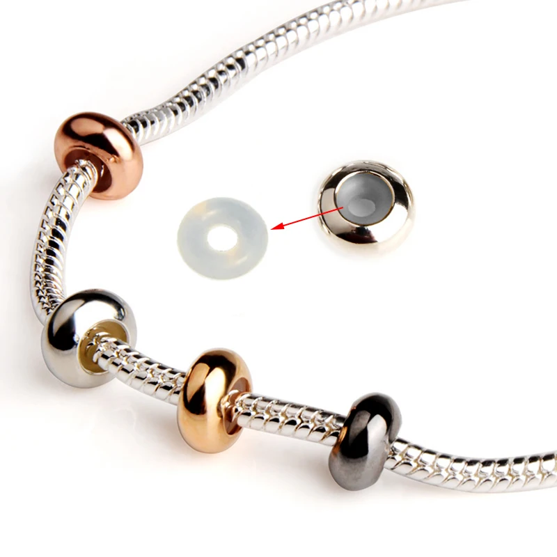 Silikon Pandora Charme Perlen Spacer Armband Clip Lock-Stopper Schlange  Kette Halskette Gleitschutz Ortung Ring für Schmuck Machen - AliExpress