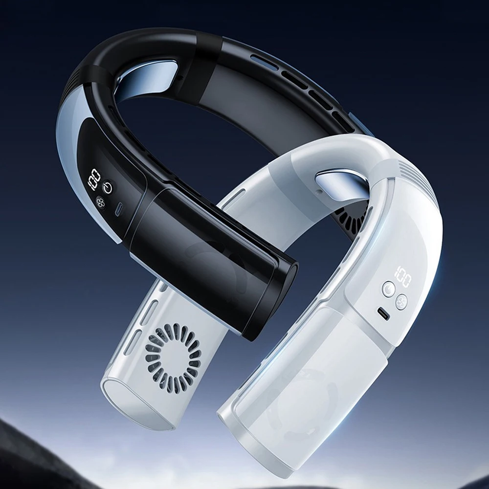 팬헤드 AD 개인 전기 에어 페이스 마스크 팬 - 공기 공급, 사이클링, 달리기, 잡초 제거, 야외 스포츠용, 650mAh 9 걸이식 목 선풍기 USB 충전식 에어 쿨러, 음소거 휴대용 에어컨, 스포츠 캠핑용 5 단 전기 선풍기, 2400 mAh, 3600mAh