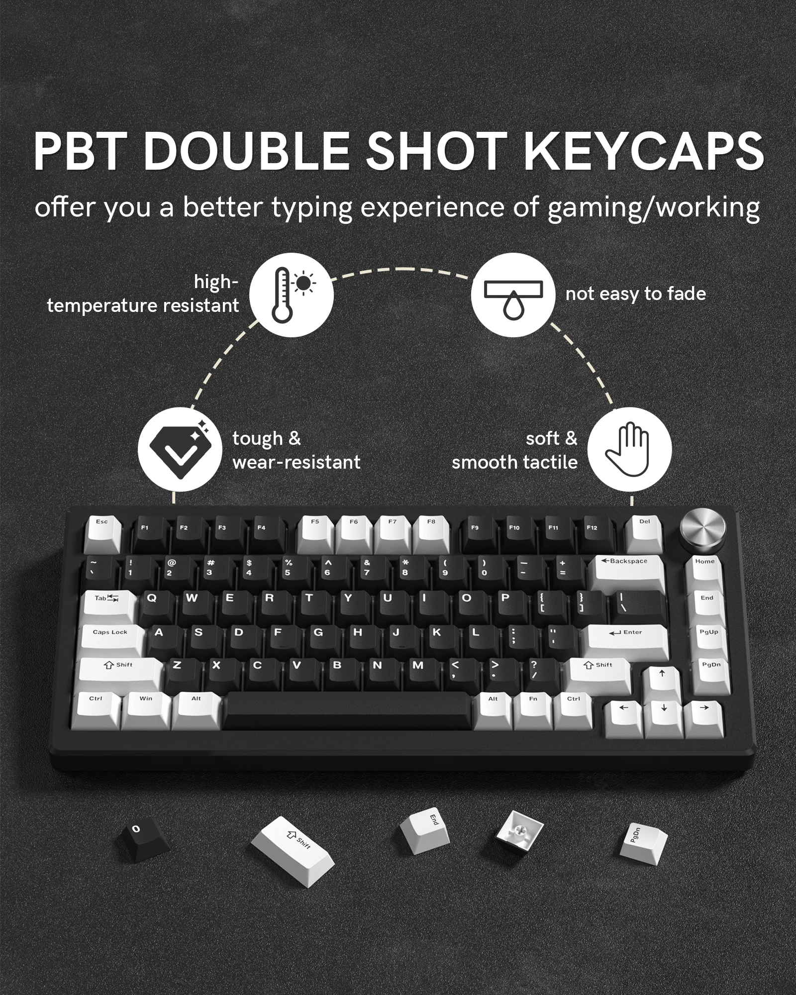 キーボード KRAP Maker White / Black Sheepie KRAP Ceramic Keycaps Full Set-White Crazed