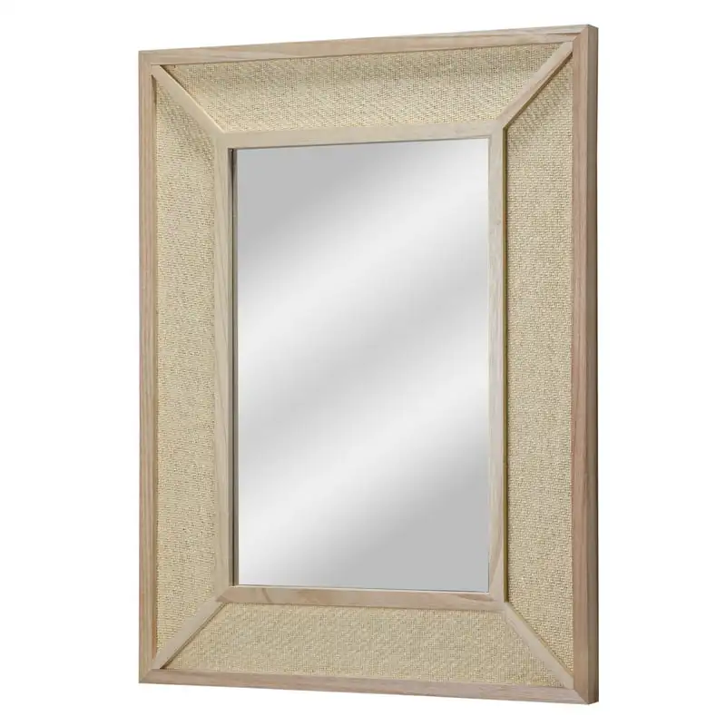 

x 24" Rectangle Woven Rattan Frame Wall Mirror in Natural Color Set of 1