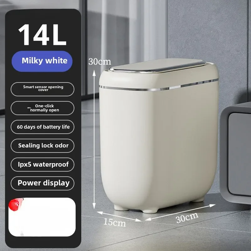 Automatic Smart Bathroom Trash Can with Lid 3