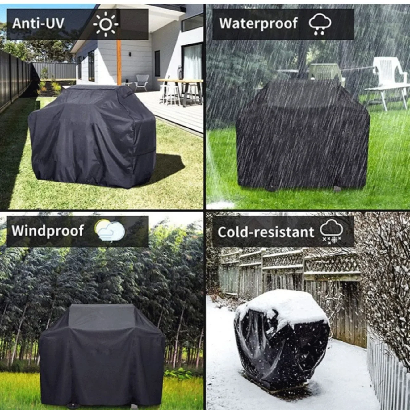 Oxford Cloth Outdoor BBQ Grill Cover Waterproof Oven Cover Garden Protective UV Resistant Heavy Duty Carbon BBQ
