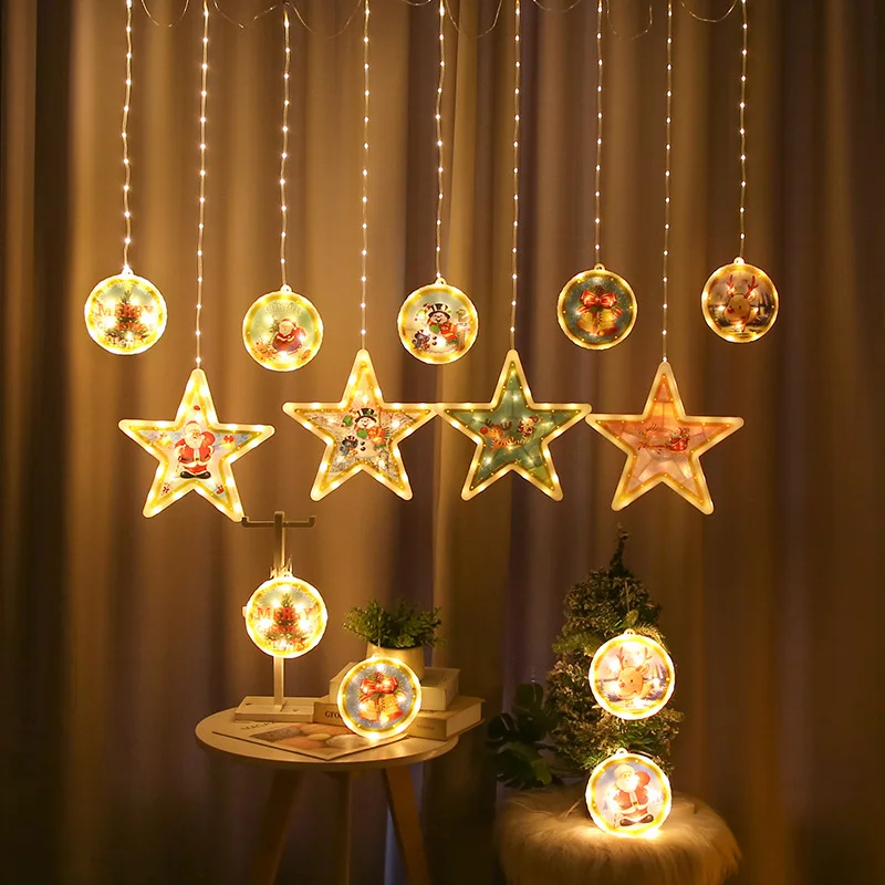 

LED Christmas Decoration Suction Cup Lights Santa Claus Window Pendant Lamp New Year Xmas Hanging Ornaments Light For Home Party