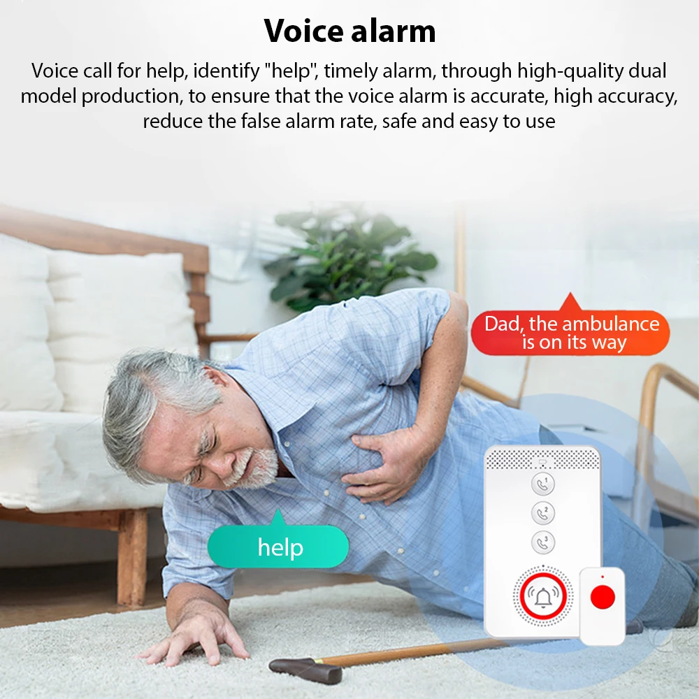 Wireless Caregiver Pager Elderly Calling System SOS Emergency Button Alert Portable One-click Caller Alarm 4G Voice Intercom