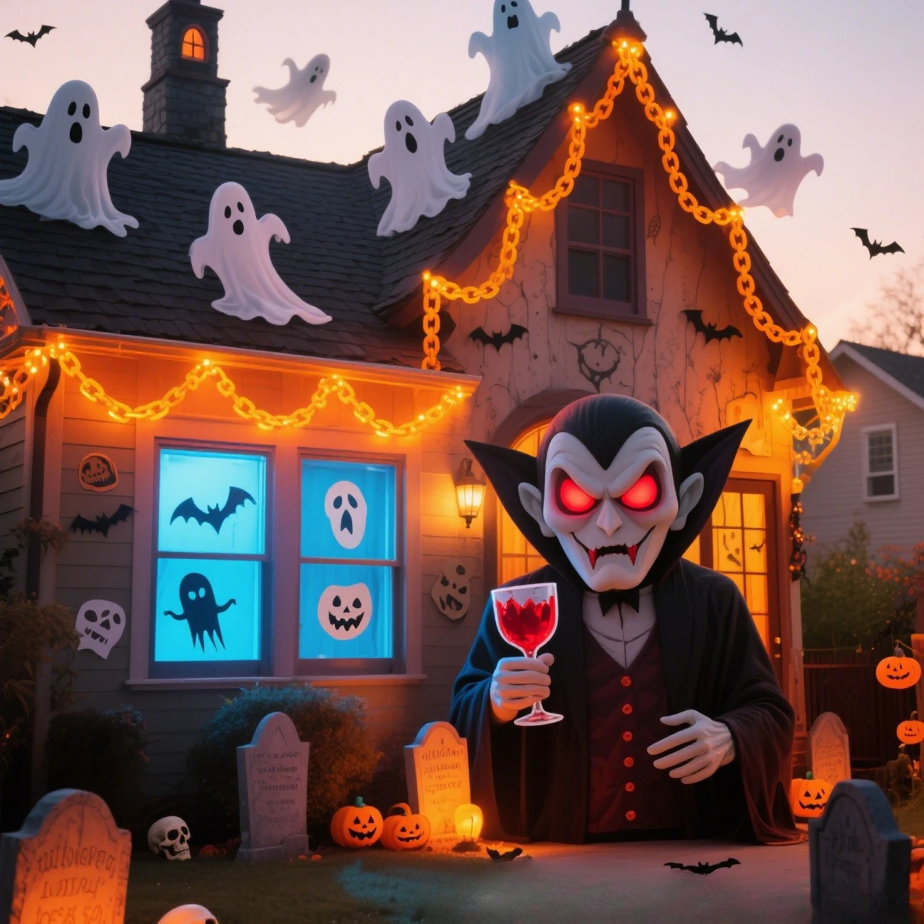 Halloween New Lawn Light Chain Modeling Light Lawn Landscape Ghost Festival Party Atmosphere Decorative