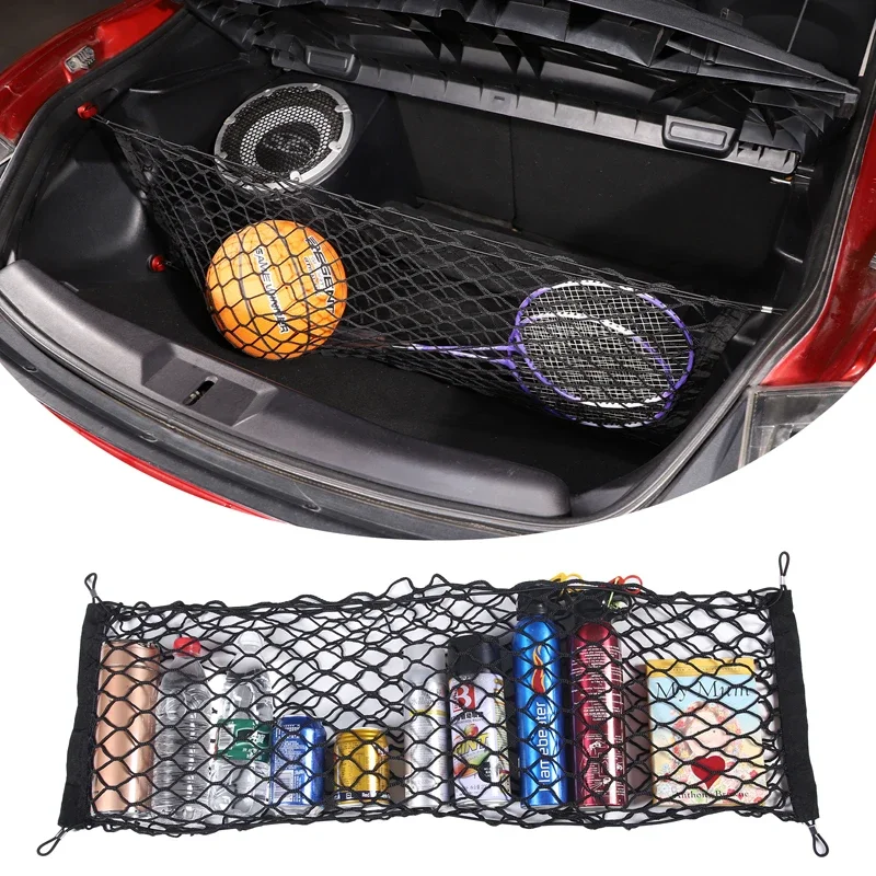 

For 2008 Mitsubishi Eclipse High elastic double layer mesh Black Car Trunk Double Layer Mesh Storage Bag Mesh Car Accessories