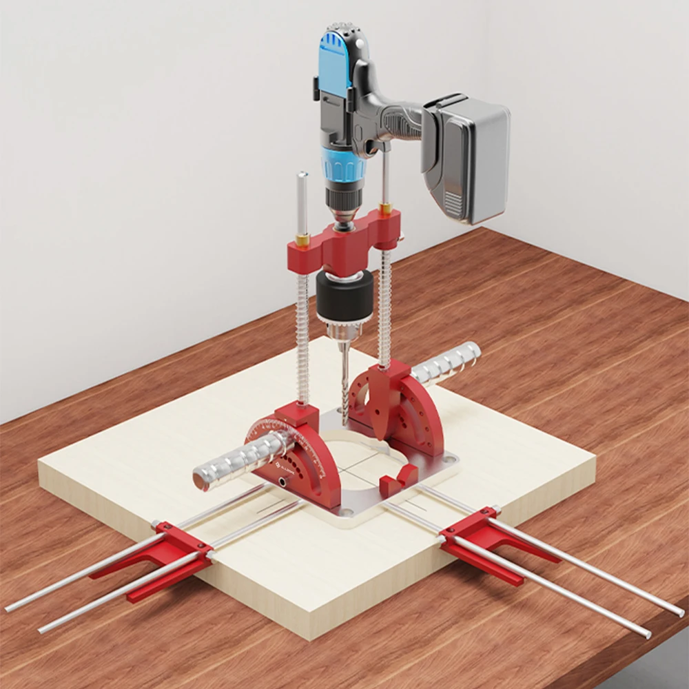 Allsome Precision Drill Guide for Power Drills,Multi-Angle Guide Attachment Holder with chuck for Flat and Round Workpieces