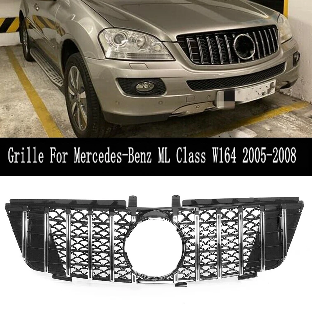 

Модифицированная решетка для переднего бампера GT R style, гоночный гриль для Mercedes-Benz W164 ML class ML320 ML350 ML500 ML550 2005 2006 2007 2008