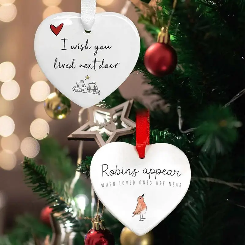 

Ceramic Hang Heart Crafts Pendant Love Ornament Christmas Tree Pendant Next Door Heart Hang Decorations Heart Sign accessories