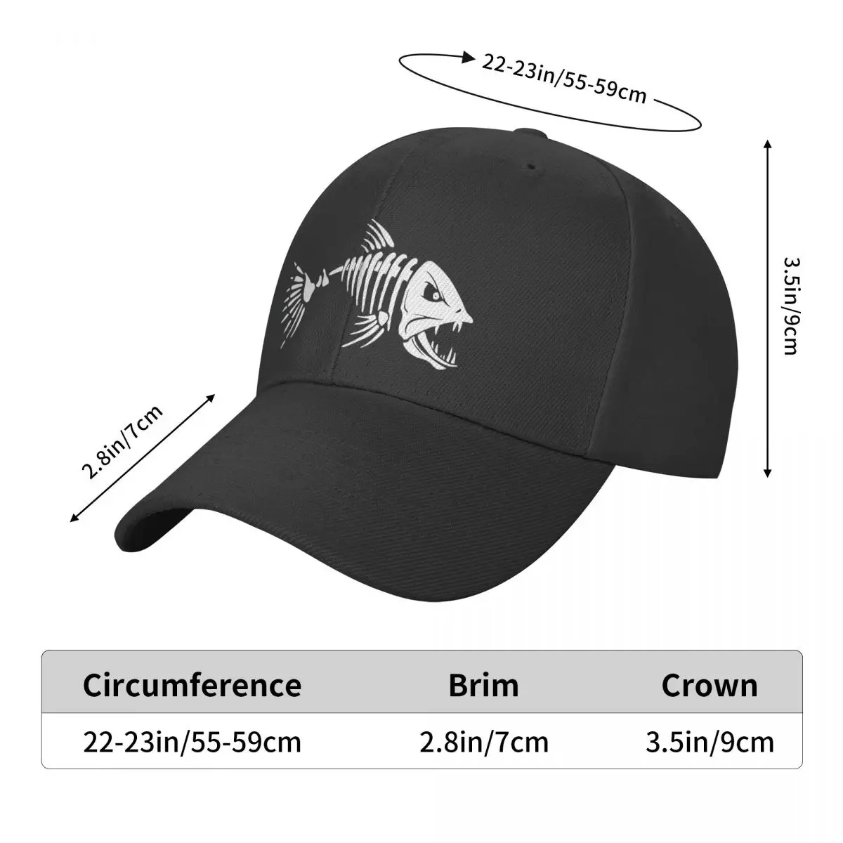 2022Fashion Caps Cotton Baseball Hats Adjustable Hiphop Fish Bone