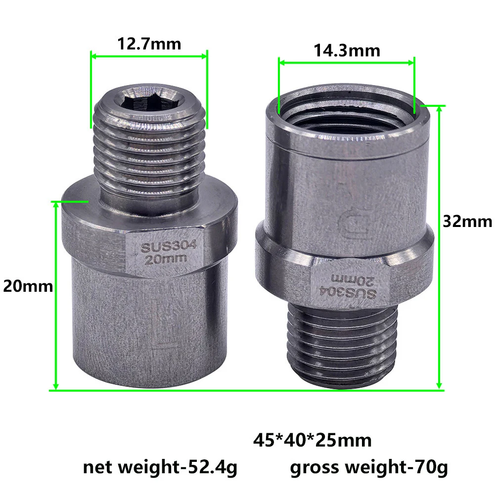 Bicycle Pedal Adapters 9/16 Inch Pedals 1/2 Inch Stainless Steel Footrest Pedal Cranks Converter