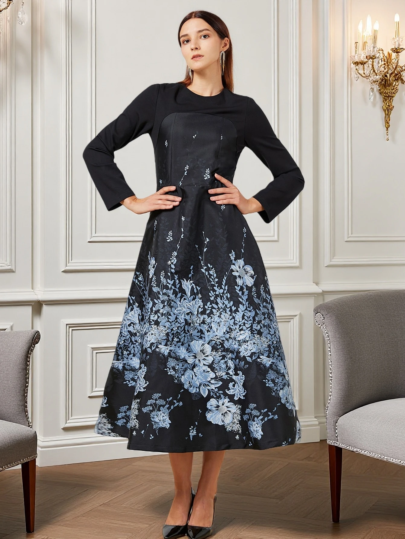 DEVCHATA Neue Arabische Elegante Jacquard Abaya Kaftan Kleid Islamische Mode Muslimischen Kleid Kleidung Design Frauen Schwarz Dubai Abaya – Detail 8