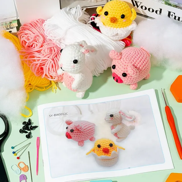 Débutant Crochet Kit pour enfants porcelet lapin poussin coton Crochet  Starter bricolage artisanat complet matériel Pack - AliExpress