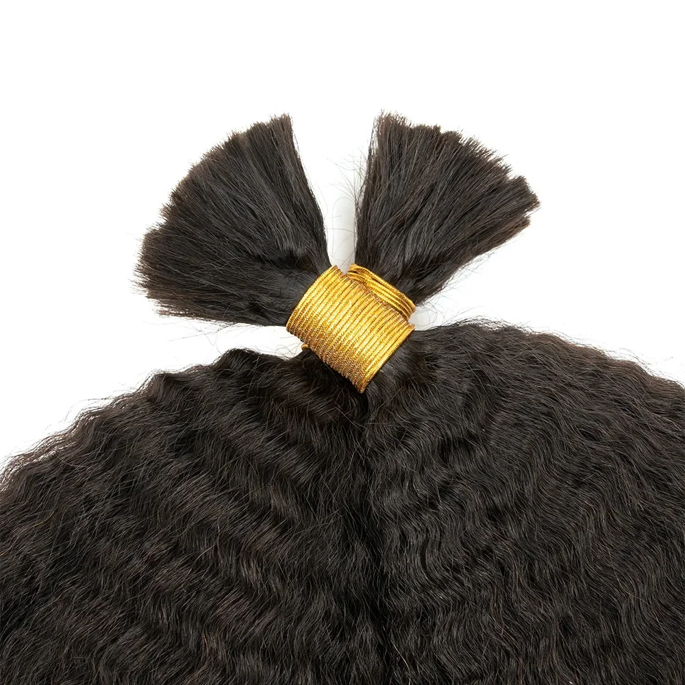 Afro Kinky Straight Hair Bulk 16 to 26 Inch Brazilian Remy Human Hair Bulk For Braiding No Weft Crochet Braids Weft human hair extensions