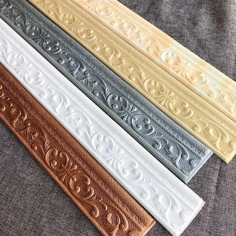 2.3 M Wall Trim Line Wallpaper Skirting Border Waterproof Anti-collision 3D Pattern Stickers Decor Self-adhesive Foam Border