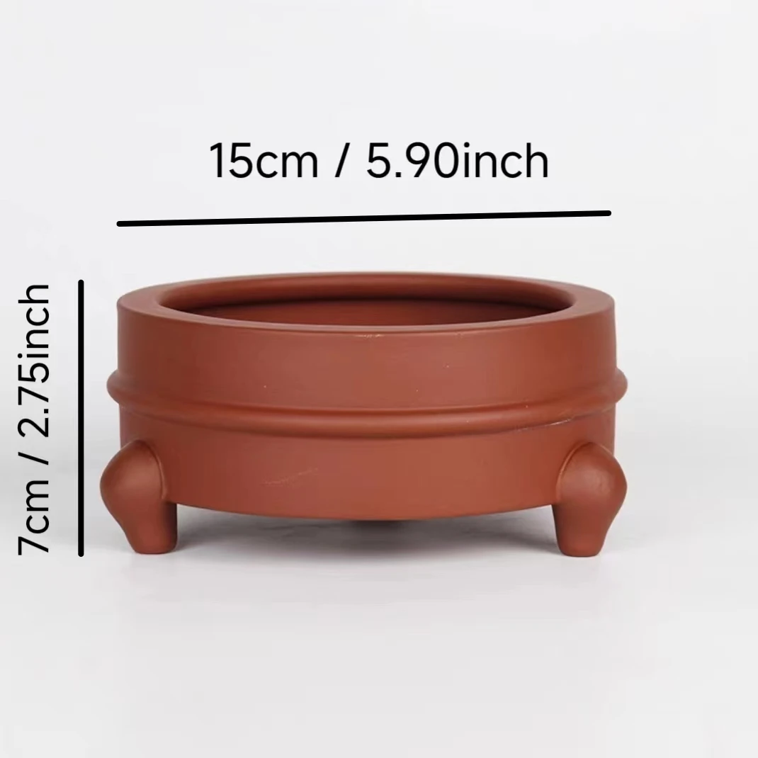 

Pot Bonsai 3 Legged Round Flat Antique Brass Simple Interior Decorative Flowerpot Study Room Classical Chinese Style Home Garden