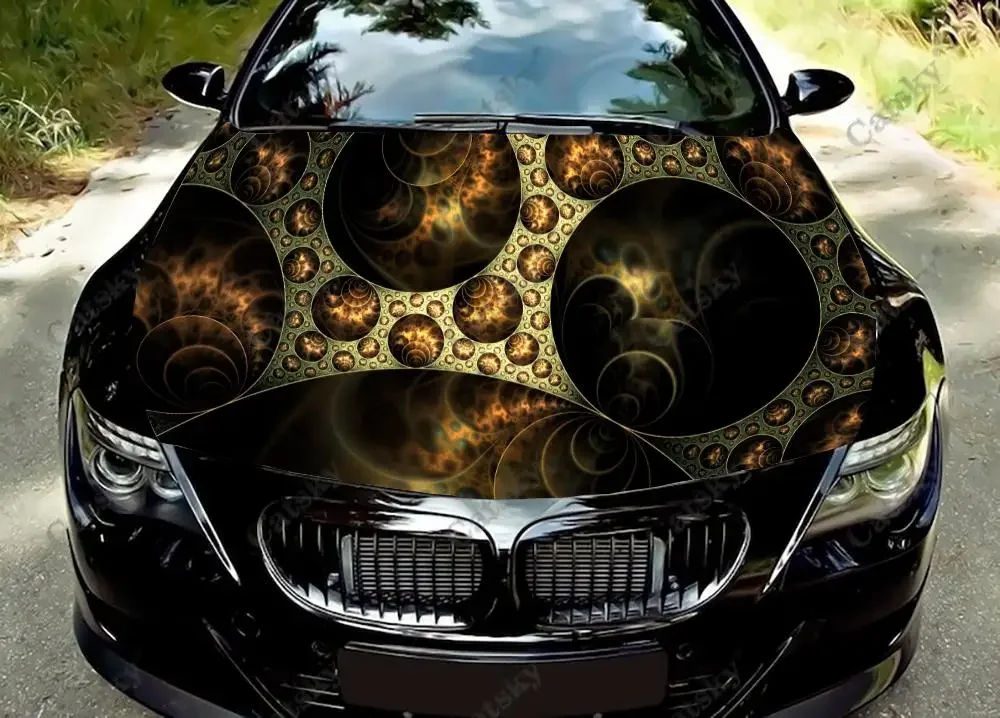 

Abstract Fractal Car hood vinyl stickers wrapped PVC film hood decals stickers general car modified hood protection stickers