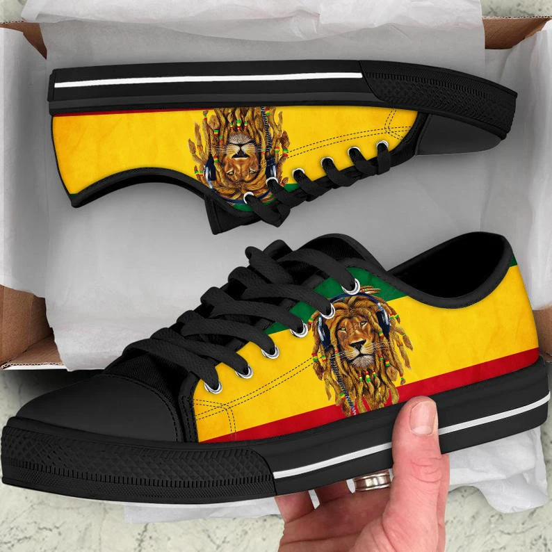 

INSTANTARTS Jamacia Resta Lion Design Light Low Top Canvas Shoes Vulcanized Shoes Comfortable Men's Walking Shoes Flats Shoes