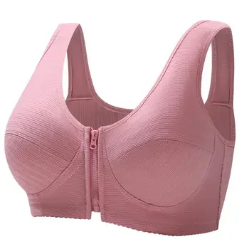 Reggiseno da donna morbido e confortevole con apertura frontale con cerniera, senza anelli in acciaio, confortevole, senza cuciture, anti-cedimento, stile gilet.