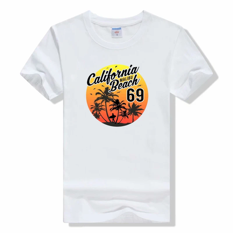 

California Malibu Beach Letter T-Shirts Vintage Comfortable Clothes Street Creativity Short Sleeve T shirt