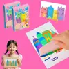 1Set Drawing Papers Squeegee Art Kids Paint Kit DIY Material Animal Pattern Color Scratch Painting Rainbow Dot 3