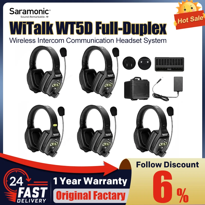 Saramonic WiTalk-WT2S Sistema De Intercomunicación Con Auriculares Inalambricos De Un Solo Oido Full Duplex De 19 Ghz