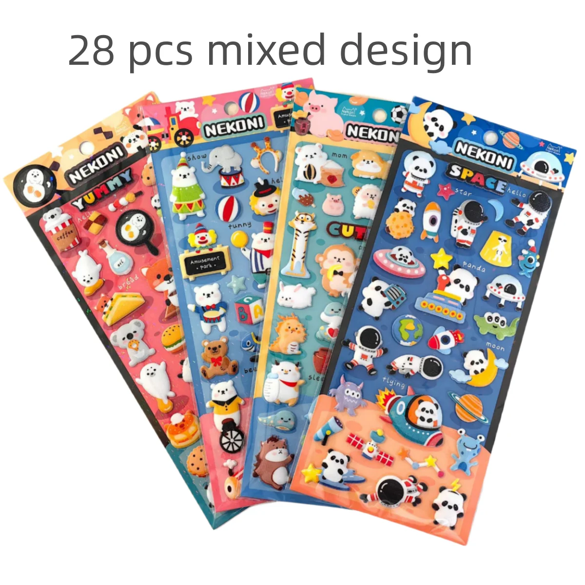28-pcs-lot-korean-import-original-nekoni-wholesale-3d-puffy-sticker-cartoon-animals-scrapbooking-aesthetic-sticker-stationery