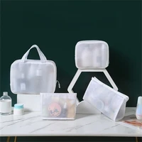 Traveling Essentials Goods Organizer Bags PVC Waterproof Toiletry Wash Handbag Portables Mesh Fabric Home Versatile Storage Box 1