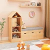 Kids Bookcase and Bookshelf with Reading Nook, Multifunctional Bookcase with 3 Open Storage Cubbies and 3 Drawers, Bookcase 6