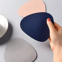Leather Droplet Shape Mat Coaster Solid Color Heat Resistant Coffee Placemat Minimalist Non-slip Table Mat Kitchen Accessories 2