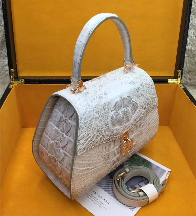 Genuine White Alligator Doctor Purse | Exotic Crocodile Crossbody