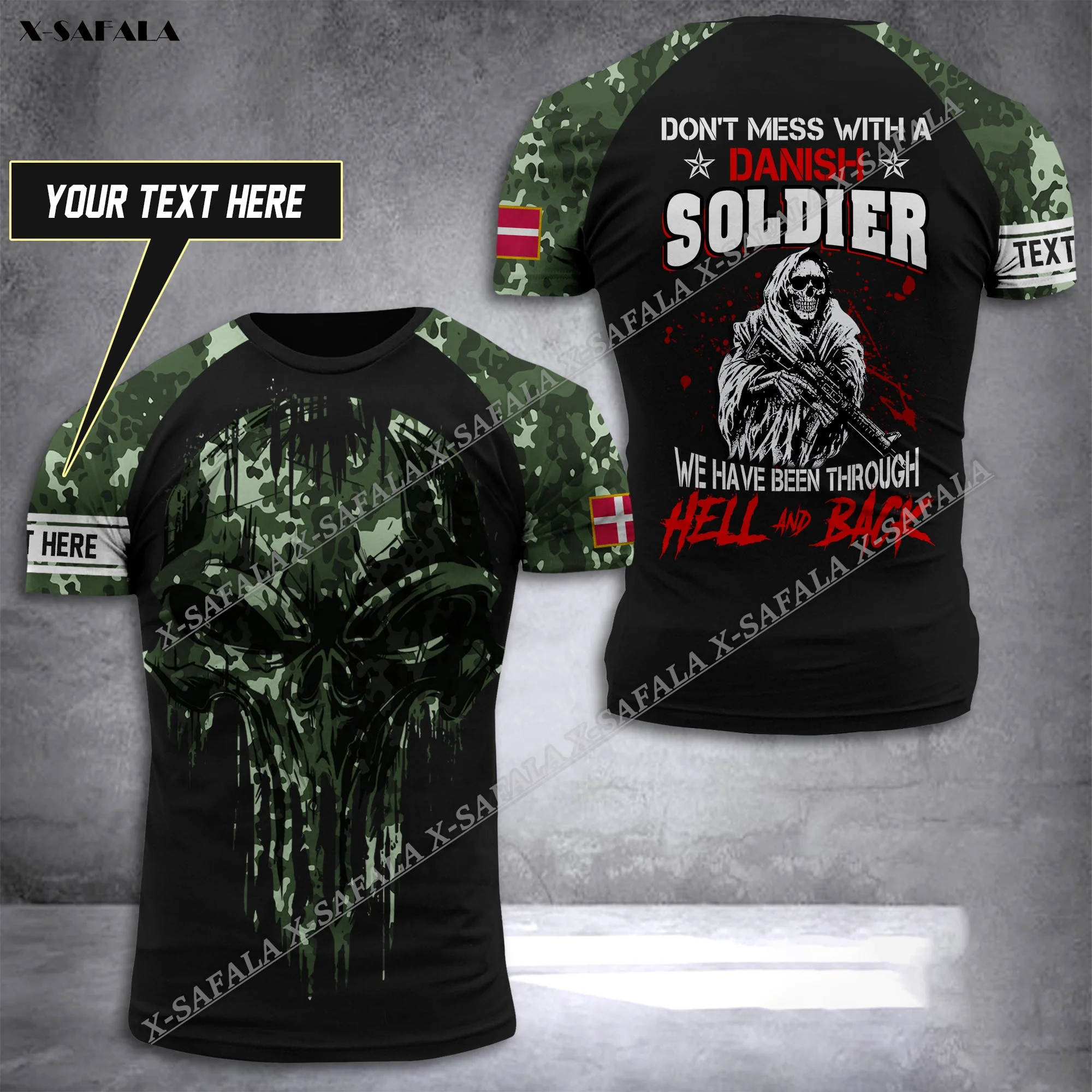 

Austrian Denmark Belgian German Warriors Skull Military Soldier ARMY Camo VETERAN Flag 3D Print T Shirt Men Top Tee Breathable