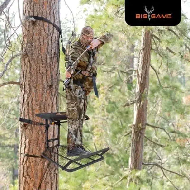 Lightweight Steel Big Game Captain XC Treestand with 14x8 Flip-Back Flex-Tek Seat, 300 lbs Capacity