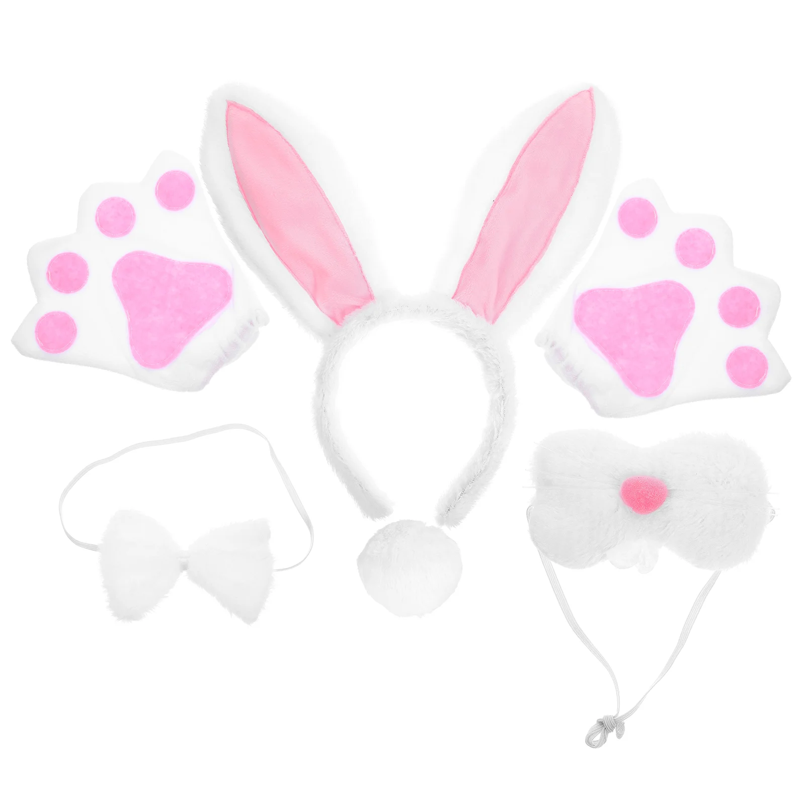 

Bunny Ear Headband Rabbit Costume Band Props with Tail Easter Accessories Dress up Bowtie