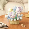 Flower Bouquet Bonsai Building Blocks Artificial Plastic Plant Dust Cover Micro Bricks Home Decoration Toy For Kid Birthday Gift 9