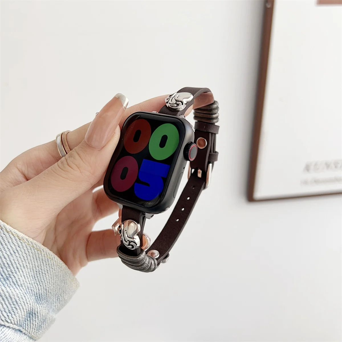 Bracelet de montre pour iWatch 42/44/45/46/49 mm 38/40/41 mm Bracelet de montre tendance en cuir PU pour montres de la série Ultra2 Série 10/9/8/7/6/5/4/3/2/1_voghion.com