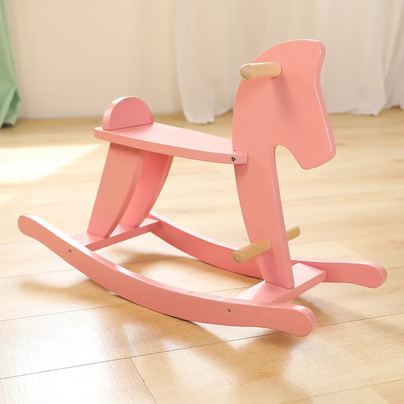 LazyChild New Children's Rocking Horse Safety Rocking Horse Nordic Style Pure Wooden Wooden Baby Toy Birthday Gift