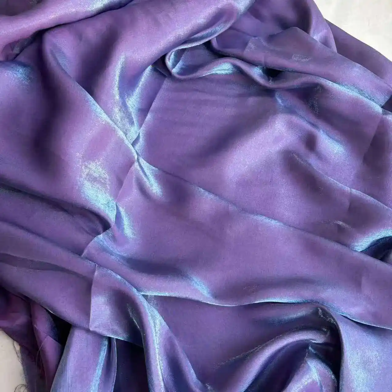 Purple Blue Iridescent Satin Fabric - Luxuriously Soft and Smooth Draping Material for DIY Clothing and Crafts