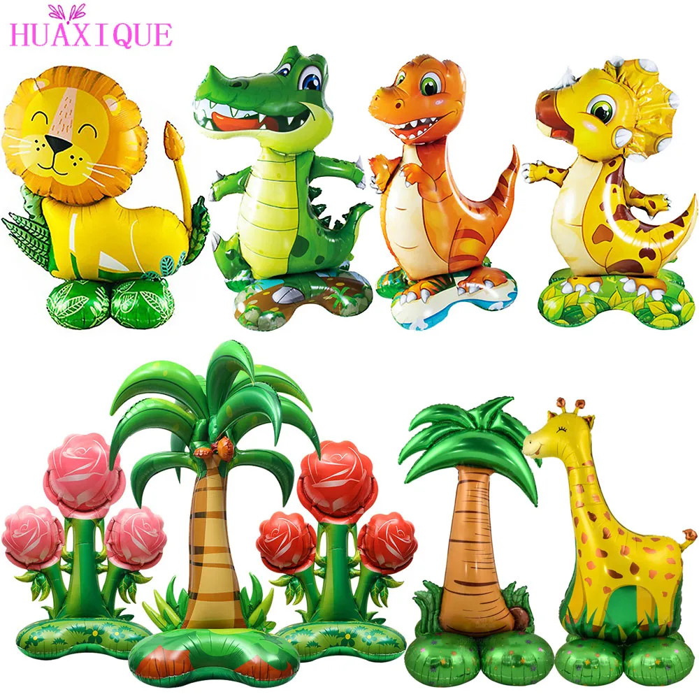 Globos De Aluminio De Dinosaurio Verde, Decoración De Feliz Cumpleaños, Globos De Fita De Dinosaurio ROAR, Pancarta, Suministros De Dinosaurio De Animal De La Selva, Globos De Juguete - AliExprs