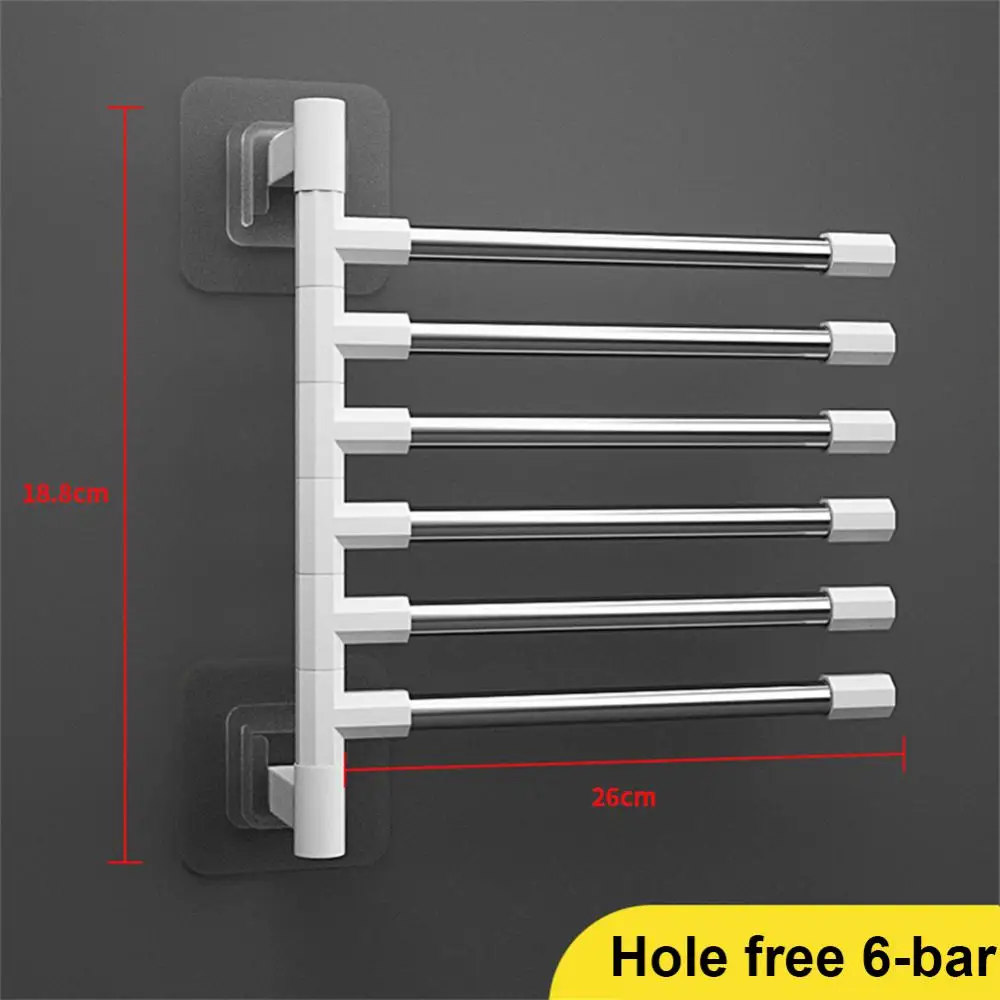 Bathroom Towel Rack Rotatable Towel Holder 99.99% Space Aluminum 2/3/4-Bar Hanger Kitchen Shelf Paper Hanging Wall Mounted
