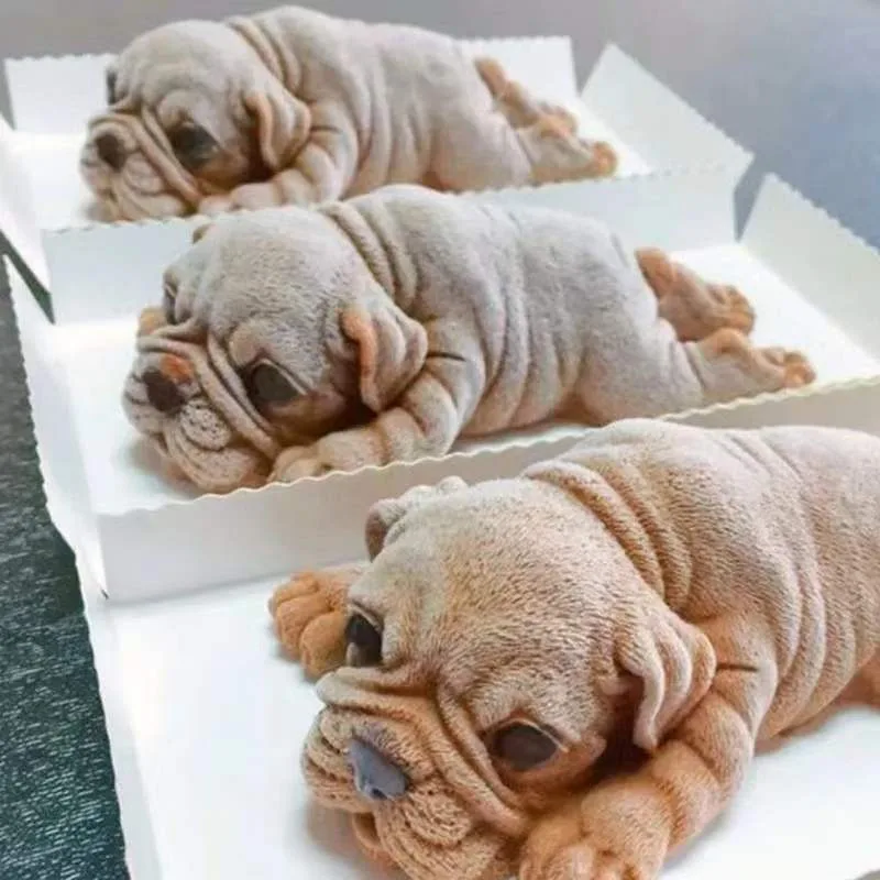 Sand Dog Ice Cream Fondant Mold Milk Chocolate Mold for Cake Decoration Cupcake Topper Candy Resin Clay Candle Soap Bath Bomb